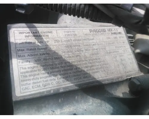PACCAR MX-13 EPA 21 ENGINE ASSEMBLY