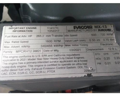 PACCAR MX-13 EPA 21 ENGINE ASSEMBLY