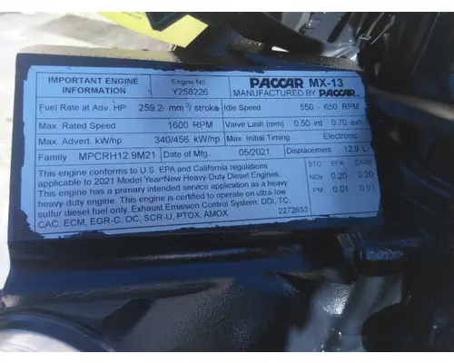 PACCAR MX-13 EPA 21 ENGINE ASSEMBLY