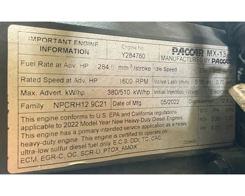 PACCAR MX13 EPA21 Engine Assembly