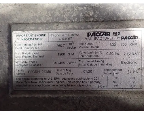 PACCAR MX13 Engine Assembly