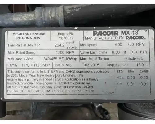 PACCAR MX13 Engine Assembly