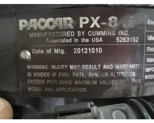 PACCAR PX-8 (ISC 8.3) ENGINE ASSEMBLY