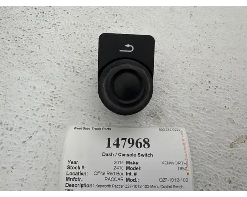 PACCAR Q27-1012-102 Dash  Console Switch