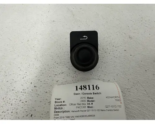 PACCAR Q27-1012-102 Dash  Console Switch
