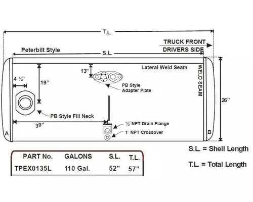 PETERBILT 105-114 GALLON FUEL TANK