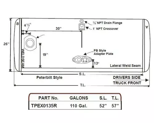 PETERBILT 125-134 GALLON FUEL TANK