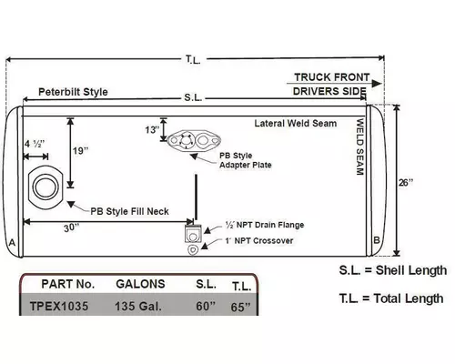 PETERBILT 135-144 GALLON FUEL TANK