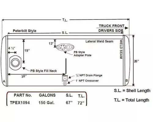 PETERBILT 145-154 GALLON FUEL TANK