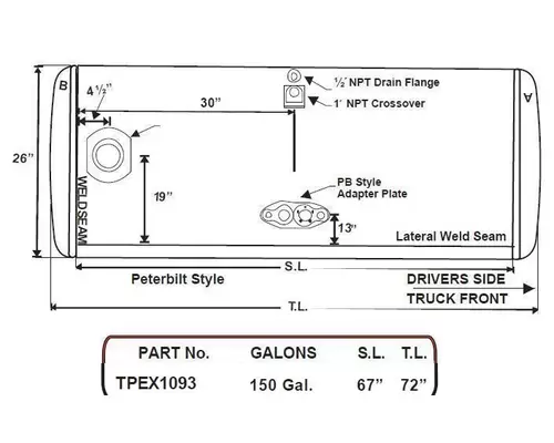 PETERBILT 145-154 GALLON FUEL TANK