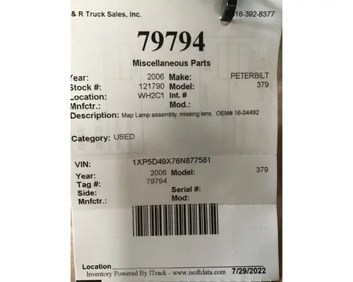 PETERBILT 220 473 Interior Cab Lights