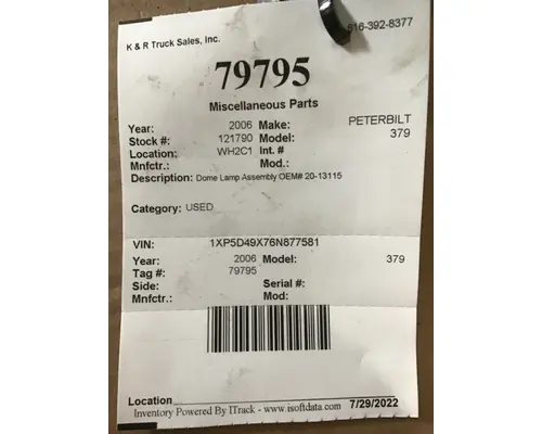 PETERBILT 220 Interior Cab Lights