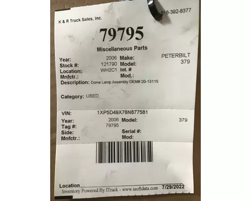 PETERBILT 220 Light, Interior Cab