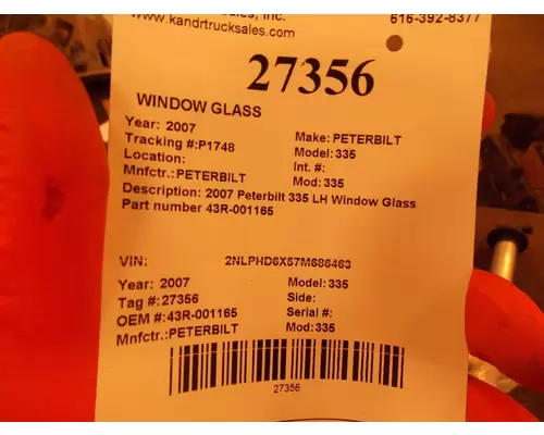 PETERBILT 335 Door Glass, Front