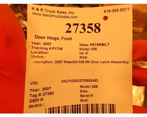 PETERBILT 335 Door Hinge, Front