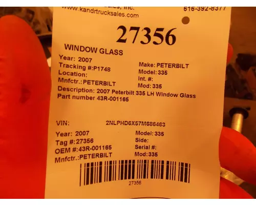 PETERBILT 335 Window Glass