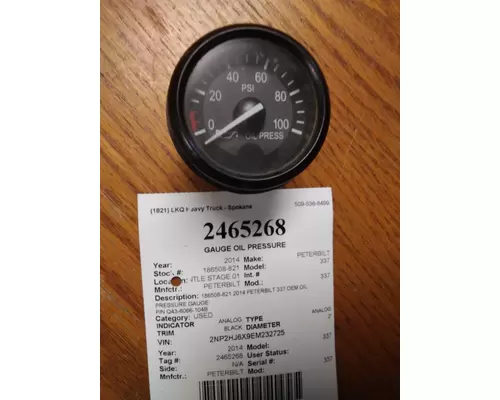 PETERBILT 337 GAUGE OIL PRESSURE