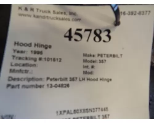 PETERBILT 357 Hood Hinge 1