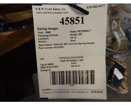 PETERBILT 357 Suspension Spring Hanger