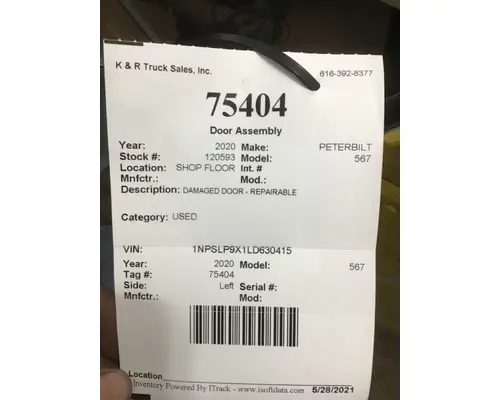 PETERBILT 365 Door Assembly, Front