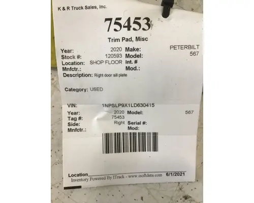 PETERBILT 365 Interior Trim Panel