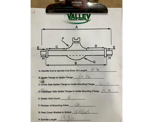 PETERBILT 377 Axle Assembly, Rear Rear