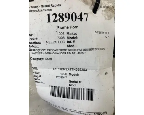 PETERBILT 377 Frame Horn