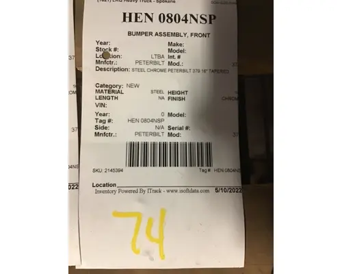 PETERBILT 379 1987-2007 BUMPER ASSEMBLY, FRONT