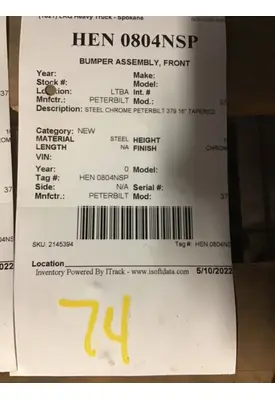 PETERBILT 379 1987-2007 BUMPER ASSEMBLY, FRONT