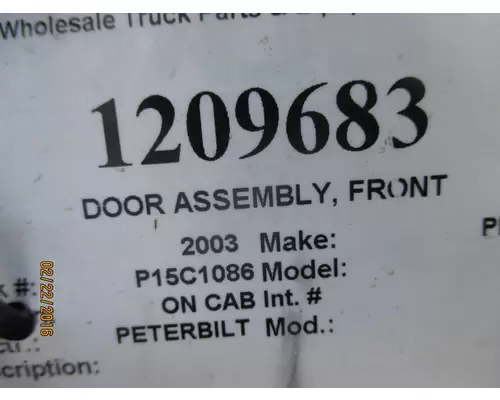 PETERBILT 379 DOOR ASSEMBLY, FRONT
