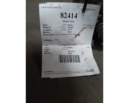 PETERBILT 386 944 Brake Valves