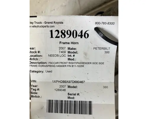 PETERBILT 386 Frame Horn