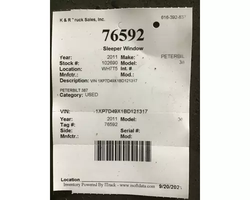 PETERBILT 387 Back Glass