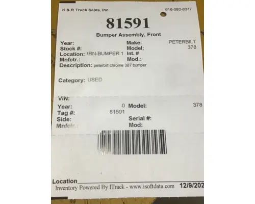 PETERBILT 387 Bumper Assembly, Front