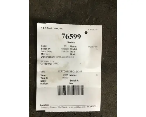 PETERBILT 387 Dash  Console Switch