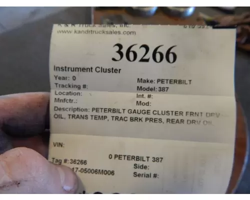 PETERBILT 387 Instrument Cluster