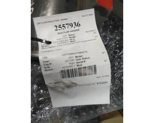 PETERBILT 387 MUD FLAP HANGER