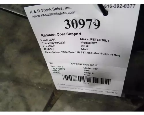 PETERBILT 387 Radiator Core Support