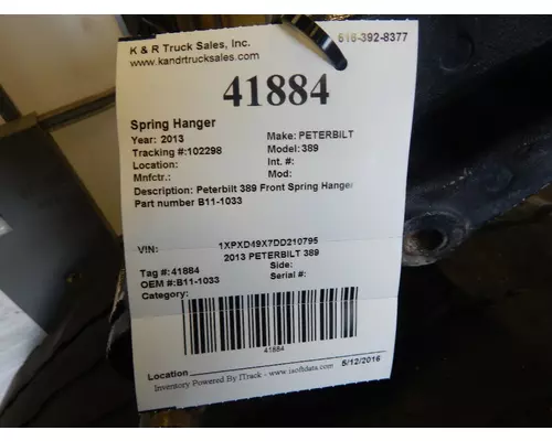 PETERBILT 387 Spring Hanger