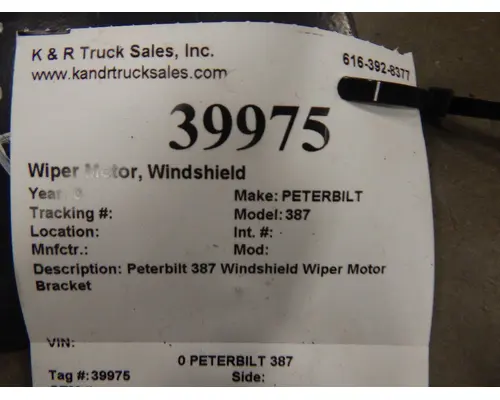PETERBILT 387 Wiper Motor, Windshield