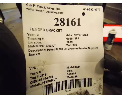 PETERBILT 389 Fender Bracket