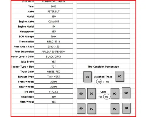 PETERBILT 389 VEHICLE FOR SALE