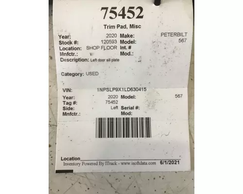 PETERBILT 567 Interior Trim Panel