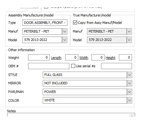 PETERBILT 579 2013-2022 DOOR ASSEMBLY, FRONT