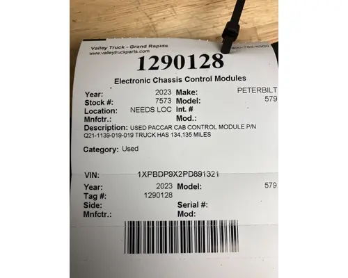 PETERBILT 579 Electronic Chassis Control Modules