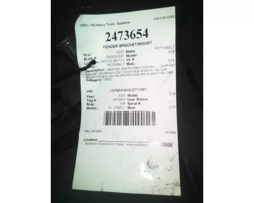 PETERBILT 579 FENDER BRACKETMOUNT