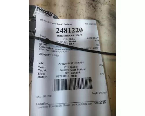 PETERBILT 579 INTERIOR CAB LIGHT