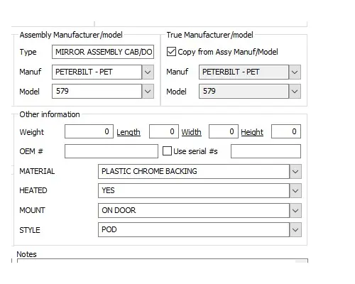 PETERBILT 579 MIRROR ASSEMBLY CABDOOR