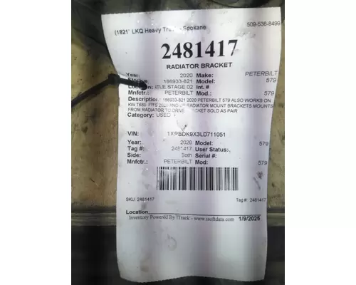 PETERBILT 579 RADIATOR BRACKET