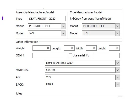 PETERBILT 579 SEAT, FRONT
